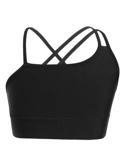 Mufeng Kinder Mädchen Crop Top Kurz Stretch Tank Tops Basic T-Shirt Unterhemd Tanzshirt Ballett Workout Freizeit B Schwarz F 152 von Mufeng