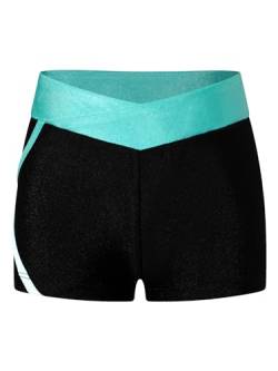 Mufeng Kinder Mädchen Sport Shorts Booty Kurze Hose Sportlich Hot Pants Tanzshorts Untershorts Workout Fitness Yoga Freizeit Ca Blau Grün 146-152 von Mufeng