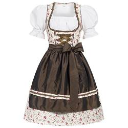 Mufimex Damen Dirndl Kleid Dirndlkleid Trachtenkleid Midi Blümchenstoff Erna 36 von Mufimex