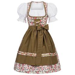 Mufimex Damen Dirndl Kleid Dirndlkleid Trachtenkleid Midi Blümchenstoff Joise 34 von Mufimex