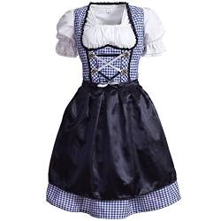 Mufimex Damen Dirndl Kleid Dirndlkleid Trachtenkleid Midi Kariert Dunkelblau 34 von Mufimex