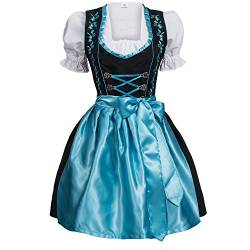 Mufimex Damen Dirndl Kleid Dirndlkleid Trachtenkleid Midi Schwarz Hellblau Hakenverschluß 36 von Mufimex