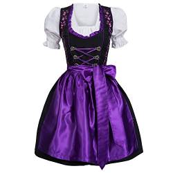 Mufimex Damen Dirndl Kleid Dirndlkleid Trachtenkleid Midi Schwarz Lila Hakenverschluß 34 von Mufimex