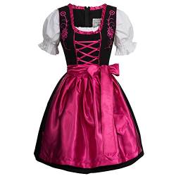 Mufimex Damen Dirndl Kleid Dirndlkleid Trachtenkleid Midi schwarz leuchtend pink 40 von Mufimex