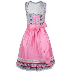 Mufimex Damen Dirndl Kleid Dirndlkleid Trachtenkleid traditionell Midi Hannelore rosa 44 von Mufimex