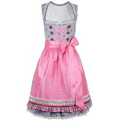 Mufimex Damen Dirndl Kleid Dirndlkleid Trachtenkleid traditionell Midi Hannelore rosa 46 von Mufimex