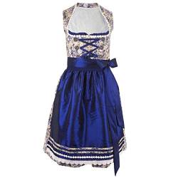 Mufimex Damen Dirndl Kleid Dirndlkleid Trachtenkleid traditionell Midi Pauline Royalblau 38 von Mufimex