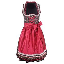 Mufimex Damen Dirndl Kleid Dirndlkleid Trachtenkleid traditionell Midi Sigrun rot 42 von Mufimex