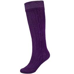 Mufimex Trachtensocken Trachtenstrümpfe Schoppersocke mit Zopfmuster Herren und Damen Lila 47 von Mufimex