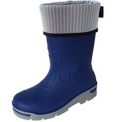 Muflon Kinder Jungen Gummistiefel Mädchen Regenstiefel Regenschuhe (33/34, Blau Gefüttert) von Muflon