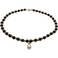 Mugello Perlenkette Kette Giuditta Collier Onyx Süßwasser-Perle Vintage, Handarbeit aus Italien von Mugello