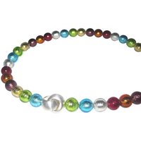 Mugello Perlenkette Murano Kette Bunt Sterlingsilber aufflällig knallig, handgearbeitetes Muranoglas aus Italien von Mugello