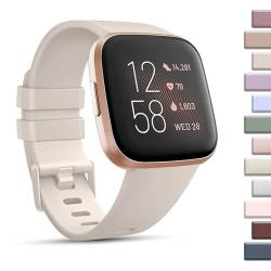 Mugust Sportarmbänder, kompatibel mit Fitbit Versa 2/Fitbit Versa/Versa Lite/Versa SE, klassisches weiches Silikon-Ersatzarmband für Fitbit Versa 2 Smartwatch Damen Herren (groß, Sternenlicht) von Mugust