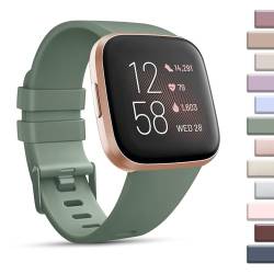 Mugust Sportarmbänder, kompatibel mit Fitbit Versa 2/Fitbit Versa/Versa Lite/Versa SE, klassisches weiches Silikon-Ersatzarmband für Fitbit Versa 2 Smartwatch für Damen und Herren, Größe L, von Mugust