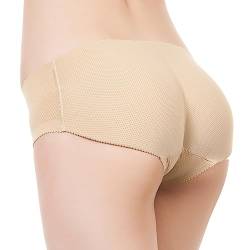 Damen Po Push Up Höschen Unterhose Slip Panties Bodyshaper Shapewear Seamless Große Größen Padded (as3, alpha, m, regular, regular, Beige) von MuistA