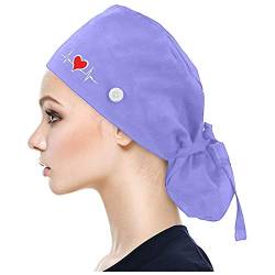 Muium(TM) Kappen mit Knopf und Baumwolle Einfarbige Schweißband Schrubben Hut für Unisex OP Haube Chirurgische Hut Verstellbar Kochmütze Kopfhauben Peeling Kappe (Blau-B) von Muium(TM)