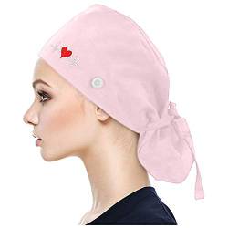 Muium(TM) Kappen mit Knopf und Baumwolle Einfarbige Schweißband Schrubben Hut für Unisex OP Haube Chirurgische Hut Verstellbar Kochmütze Kopfhauben Peeling Kappe (Rosa-B) von Muium(TM)
