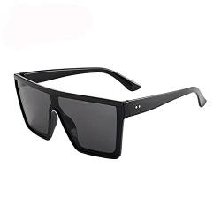 Polarisierte Sonnenbrille,Mode Retro Rechteck Sonnenbrille Personalisierte UV-Schutz-Sonnenbrille mit großem Rahmen beliebte Brillen Vintage klassisch Rahmen Männer Frauen,Leicht und Flexibel(Schwarz) von Muium(TM)
