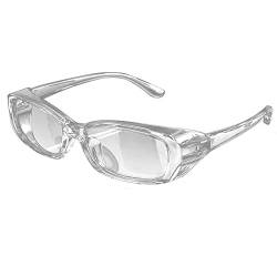Schutzbrille - Kratzfest & Beschlagfrei- Sicherheitsbrille mit Klarer Scheibe - Blaues Licht Blockieren Brillen Anti-Wind und Sand Brille HD Objektiv Schutzbrille für Männer und Frauen (Klar) von Muium(TM)