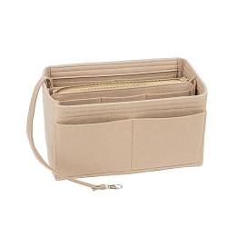 Muka Filz-Taschen-Organizer-Einsatz, Tragetaschen-Organizer mit 14 Taschen, passend für Tragetasche, Handtasche, Umhängetasche, Beige, klein von Muka