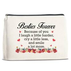 Bestie Geschenke für Frauen, Bestie Make-up-Tasche, Dankeschön-Geschenk für Bestie Soul Sister Best Friends Work Bestie, Bestie Freundschaft Kosmetiktasche Geschenke, Mehrere Farben, 10" x 7" von Mukjyuyi