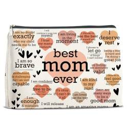 Kosmetiktasche mit Aufschrift "Best Mom Ever", motivierende Geschenke für Mutter, Mutter, Mutter, Mutter, neue Mutter, inspirierende Mama-Affirmation, Kosmetiktasche, Mehrere Farben, 10" x 7" von Mukjyuyi