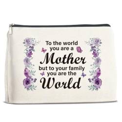 Mama-Geschenke, Geschenke für Mutter, beste Mama, Make-up-Tasche, mit Aufschrift "To the World You Are a Mother", Geschenk für Geburtstag, Weihnachten, Muttertag, Mehrere Farben, 10" x 7" von Mukjyuyi