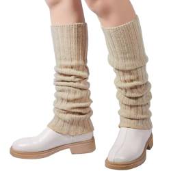 Mulor Damen Stulpen lang Wolle Stricken Beinwärmer für Frauen Gestrickt Beinstulpen Kalb Länge oder Knie hoch von Mulor