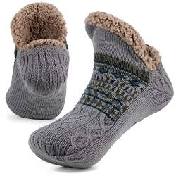 Mulor Haussocken Herren & Damen Flauschig Hüttensocken winter warme rutschfest Stoppersocken mit Wolle 1 Paar von Mulor