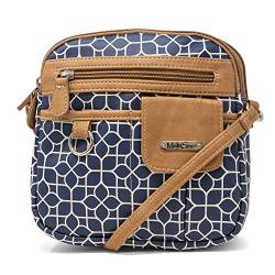 MultiSac Damen North South Mini-Umhängetasche mit Reißverschluss Crossbody, Geometrischer Druck von MultiSac