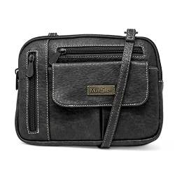 MultiSac Damen Zippy Triple Compartment Crossbody Bag Schultertasche, Schwarz (Austin) von MultiSac