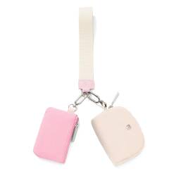 Mum's Memory Mini-Geldbörse mit umlaufendem Reißverschluss für Damen, Doppeltasche, Handgelenk, tragbar, Schlüsselanhänger, Geldbörse, Münztasche, Mini-Frauen-Münzfach, Rosa/Weiß, Bb009 von Mum's memory