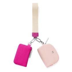 Mum's Memory Mini-Geldbörse mit umlaufendem Reißverschluss für Damen, Doppeltasche, Handgelenk, tragbar, Schlüsselanhänger, Geldbörse, Münztasche, Mini-Frauen-Münzfach, Rosarot und Weiß, Bb009 von Mum's memory
