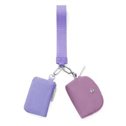 Mum's memory Mini-Geldbörse mit umlaufendem Reißverschluss für Damen, Doppeltasche, Handgelenk, tragbar, Schlüsselanhänger, Geldbörse, Münztasche, Mini-Frauen-Münzfach, Violett, Bb009 von Mum's memory