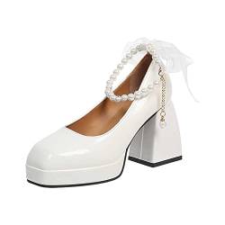 Mumuj Chunky Square High Heel Mary Jane Schuhe für Frauen Gericht Arbeit Hochzeit Plattform Heels Sandalen Loafers Schuhe für Frauen Party Abend Schuhe von Mumuj