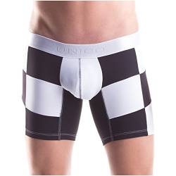 Unico Boxershort Suspensor F1 Microfibre Langes Bein Unterwäsche, Weiß und Schwarz, Gr.XL von Mundo Unico