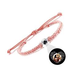 Foto Armband Damen Personalisierte Charm Armband Geschenke für Frauen Paare Freund Freundin Tochter Schwester Freund Erinnerung Geburtstag Jahrestag Valentinstag Muttertag (Rosa & Silber) von MunkiMix