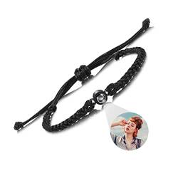 Foto Armband Damen Personalisierte Charm Armband Geschenke für Frauen Paare Freund Freundin Tochter Schwester Freund Erinnerung Geburtstag Jahrestag Valentinstag Muttertag (Schwarz) von MunkiMix