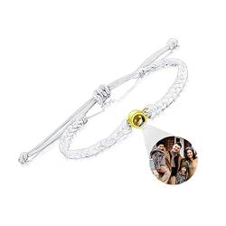 Foto Armband Damen Personalisierte Charm Armband Geschenke für Frauen Paare Freund Freundin Tochter Schwester Freund Erinnerung Geburtstag Jahrestag Valentinstag Muttertag (Weiß & Gold) von MunkiMix