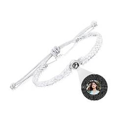 Foto Armband Damen Personalisierte Charm Armband Geschenke für Frauen Paare Freund Freundin Tochter Schwester Freund Erinnerung Geburtstag Jahrestag Valentinstag Muttertag (Weiß & Silber) von MunkiMix