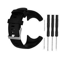 Muovrto Armband für Suunto Core All Black, Silikon Smartwatch Ersatz Armbänder von Muovrto
