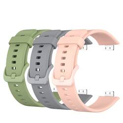 Muovrto Smartwatch Armband für Huawei Watch Fit,Silikon Flexibles Armbänder für Huawei Watch Fit New (Matcha Grün+Grau+Rosa) von Muovrto