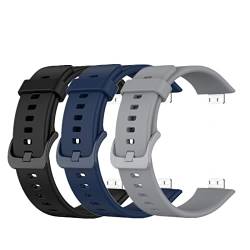 Muovrto Smartwatch Armband für Huawei Watch Fit,Silikon Flexibles Armbänder für Huawei Watch Fit New (Schwarz+Dunkelblau+Grau) von Muovrto