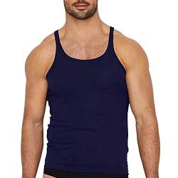 Herren Basic Muskelshirt Unterhemden Ärmellos A-Shirts Unterwäsche Baumwolle 2303 Dunkelblau M von Muscle Alive