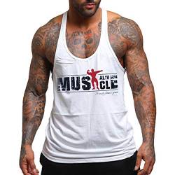 Herren Bodybuilding Tank Tops Hemden Baumwolle Fitness Stringer Sport Shirts Achselshirts weiß L von Muscle Alive