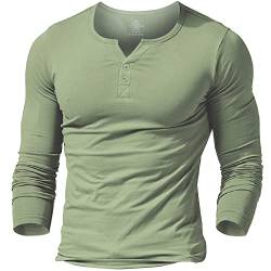 Herren Henley Beiläufig Kurzarm T-Shirt Single Taste Knopfleiste Einfacher V-Ausschnitt Hemden Baumwolle Color Grün Size Medium von Muscle Alive