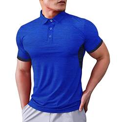Herren Polo Hemden Kurze Ärmel Golf Trockener Sitz Performance T-Shirt zum Männer Sports Tshirts Blau X-Large von Muscle Alive