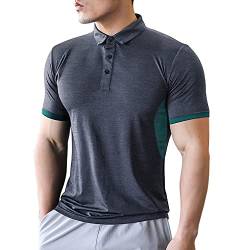 Herren Polo Hemden Kurze Ärmel Golf Trockener Sitz Performance T-Shirt zum Männer Sports Tshirts Grau Large von Muscle Alive