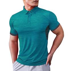Herren Polo Hemden Kurze Ärmel Golf Trockener Sitz Performance T-Shirt zum Männer Sports Tshirts Grün XX-Large von Muscle Alive