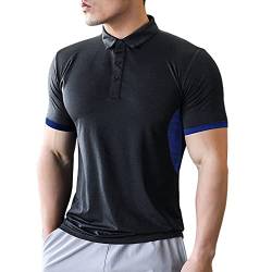 Herren Polo Hemden Kurze Ärmel Golf Trockener Sitz Performance T-Shirt zum Männer Sports Tshirts Schwarz X-Large von Muscle Alive